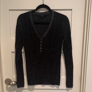Allsaints Black V-Neck Long Sleeve Sweater